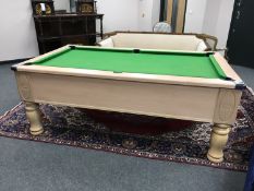 An Ascot 6' pool table, slate bed, not coin operated, complete with novelty 8-Ball cue stand,