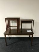 A Danish teak coffee table with a tiled panel,