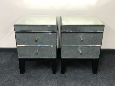 A pair of mirrored two drawer bedside tables CONDITION REPORT: By Willis & Gambier.