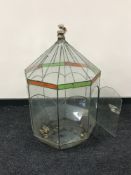 A Victorian octagonal stained glass terrarium