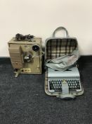 A cased Kodak Kodascope eight-500 projector together with a case Torpedo typewriter