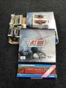 Tray of two boxed Atlas jet age military aircraft together with two boxed Corgi Super Hauliers and