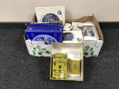 A box containing a quantity of boxed Ringtons china including Cathedral jug, caddies,
