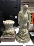 A concrete garden figure - Eagle on plinth