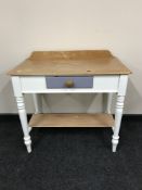 A painted pine side table fitted a drawer