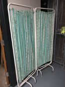 A mid twentieth century metal four-way folding medical screen