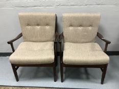 A pair of mid 20th century stained beech armchairs