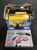 A boxed Sureweld 140 welder together with a powercraft welding accessory kit