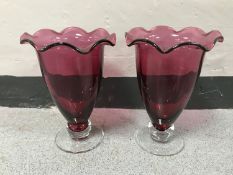 A pair of contemporary cranberry glass vases (2)