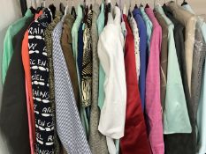 A rail of late twentieth century lady's clothes including Frank Usher, Alex and Co,