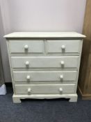 A painted pine five drawer Victorian style chest CONDITION REPORT: Some scuffs and