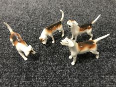Four Beswick hounds