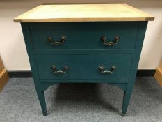 A painted pine two drawer chest