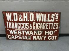 A mid twentieth century W D H Wills Tobacco sign