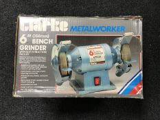 A boxed Clarke 6 inch bench grinder