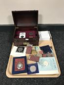 A tray of Danbury Mint sunken treasure from the reign of George III coins in chest together with