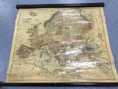 A small pull-down school map - Europe by G W Baker and company