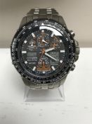 A Citizen JY0010-50E Skyhawk Titanium Eco-Drive A-T Radio Controlled wristwatch