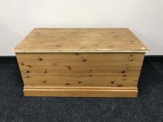 A waxed pine blanket box
