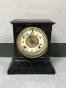 An American black slate Ansonia mantle clock