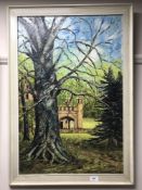 Mable Arkley : Spring at Lambton, oil on board, 49 cm x 75 cm, framed.