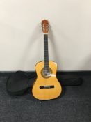 A Herald acoustic guitar in carry bag