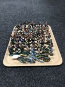 A tray of approximately 100 Del Prado metal figures and three cannons