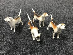 Four Beswick hounds