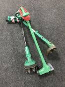 A Cordless electric grass strimmer together with a gardenline edger and black and decker hand held