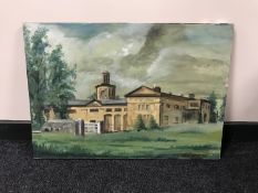 An unframed oil on board, Belsay Clock Tower,