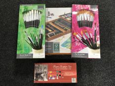 A crelando artist's paint box together with an artist's painting started kit and brushes