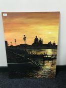 An unframed oil on canvas, Venice,
