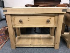 A reclaimed pine butcher's block fitted with a drawer