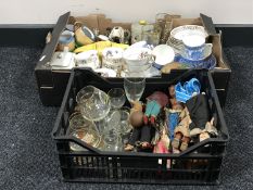 Two boxes of novelty racing car teapot, oriental tea set, commemorative tea china,