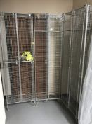Three sets of wire metal lockers