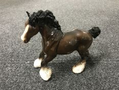 A Beswick horse - cantering shire horse, model 975, brown,