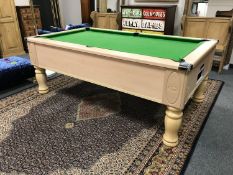 An Ascot 6' pool table, slate bed, not coin operated, complete with novelty 8-Ball cue stand,