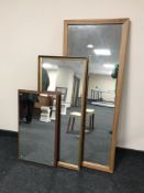 Three late twentieth century teak framed mirrors