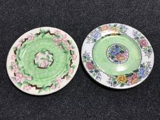 Two Maling lustre wall plates