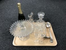 *** Withdrawn *** - A tray of plated basting spoon and ladle, crystal decanter,
