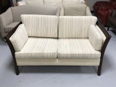 A Stouby Danish wooden framed two seater settee