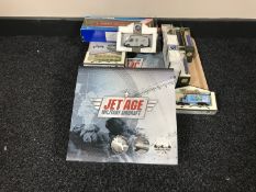 Tray of two boxed Atlas jet age military aircraft together with two boxed Corgi Super Hauliers and
