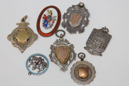 Seven various silver medallions