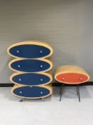 A contemporary beech effect four drawer chest together with bedside stand