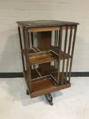 An antique mahogany revolving bookstand