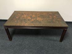 A Danish copper topped coffee table depicting a map of the world CONDITION REPORT: