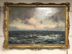 John Falconer Slater : Evening Effect, Whitley Bay, Northumberland, oil on canvas, 90 cm x 59 cm,