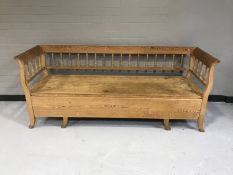 An early twentieth century pine storage hall bench CONDITION REPORT: Height 80cm,
