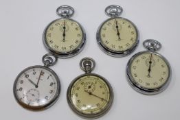 Five assorted Forces Issue pocket watches including three Waltham,