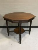 A late Victorian mahogany octagonal occasional table